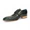 Duca Di Matiste "Imperio" Green Genuine Italian Calf Leather Crocodile/Ostrich/Lizard Print Lace-Up Dress Shoes.